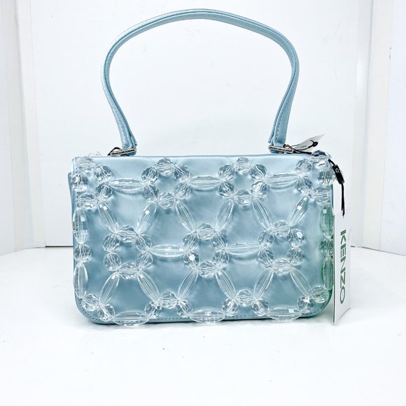 Kenzo Glacier Top Handle Silvertone Logo Bag - Picture 8 of 10